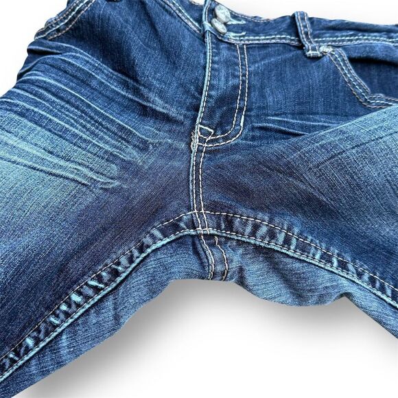 Rue 21 Women's Cropped Blue Denim Jeans Size 13/14 Stretchy - Picture 5 of 10